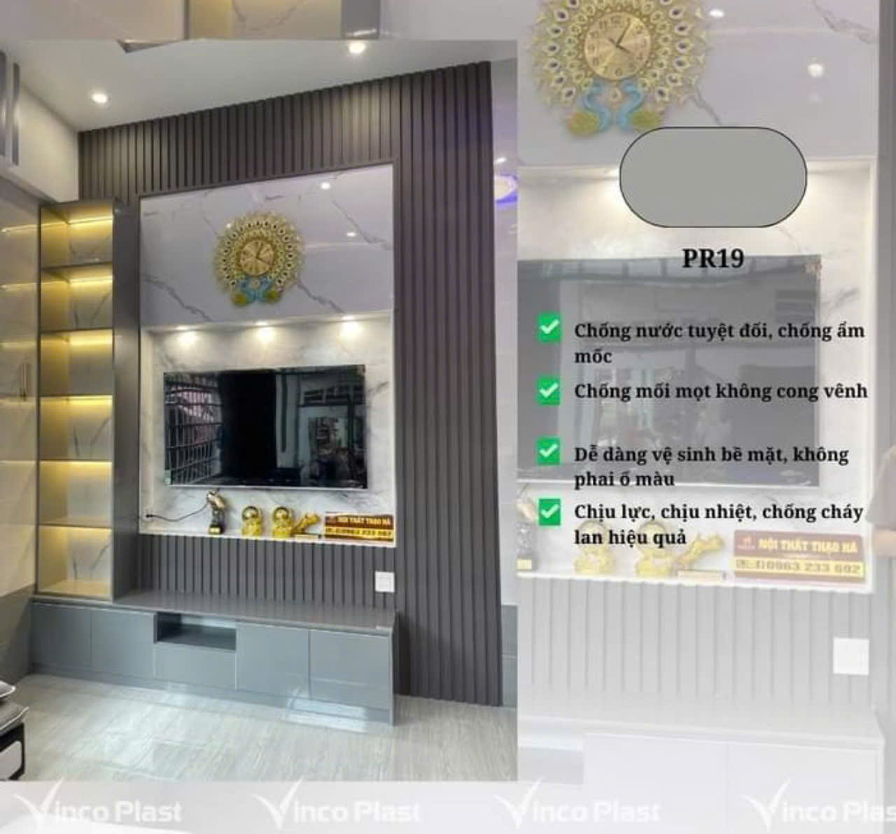 Thi Công Vách kệ tivi - VK 013 - Ảnh 3